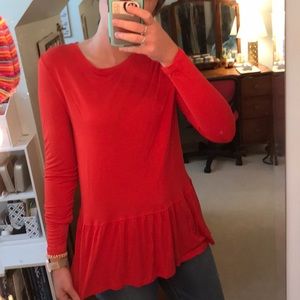 NEVER WORN Old Navy Red Peplum Long Sleeve Top